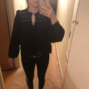 Anthropologie button down lace detail shirt